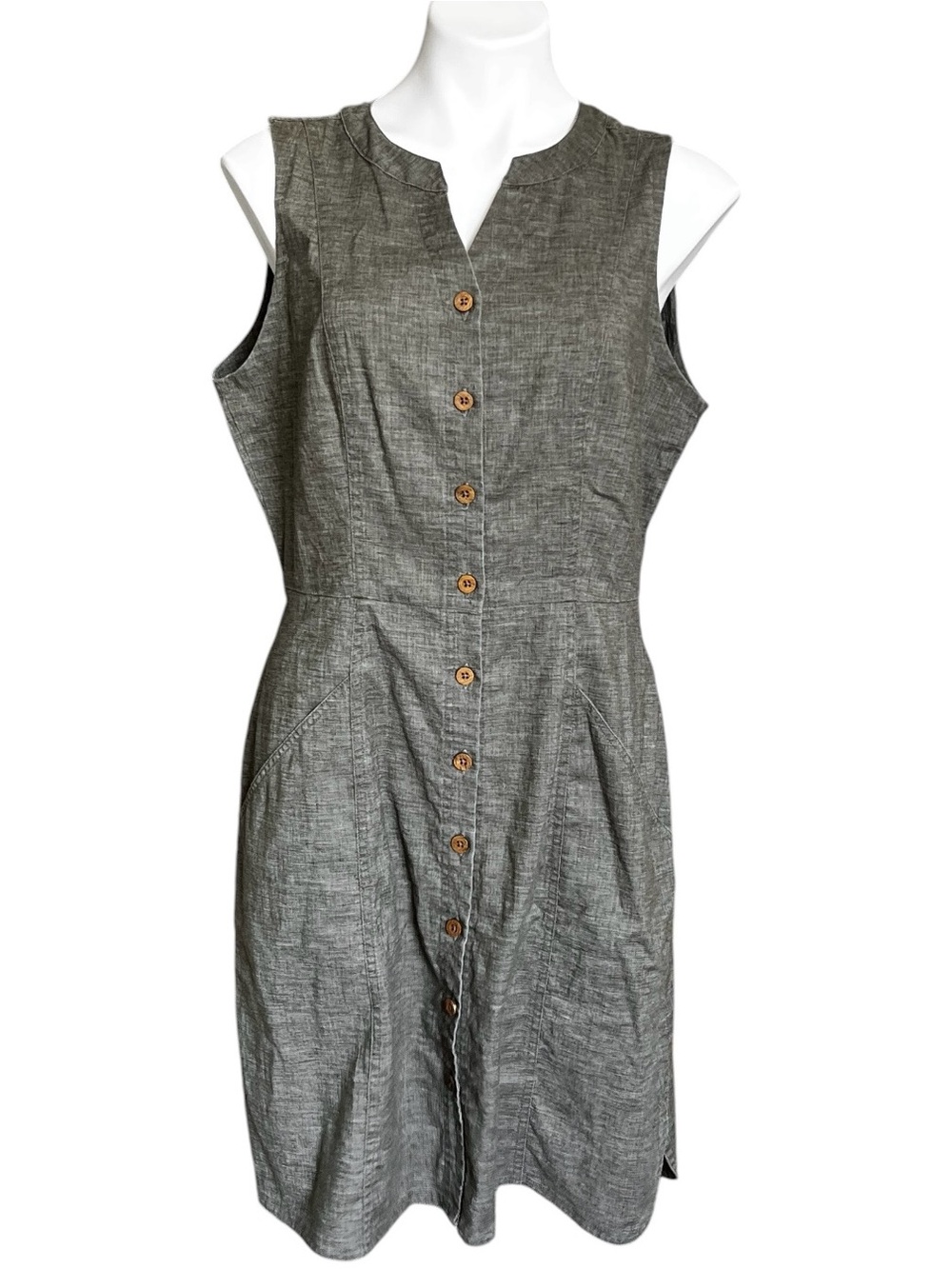Prana Reanne Cargo Sleeveless Button-Front Green Summer Dress Size Large